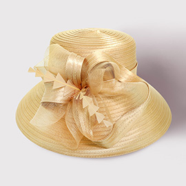 Feather Pointed Mesh Bow Dressy Hat