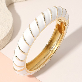 Gold Plated Enamel Spiral Hinged Bangle Bracelet