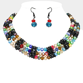 Colorful Faceted Beaded Collar Necklace