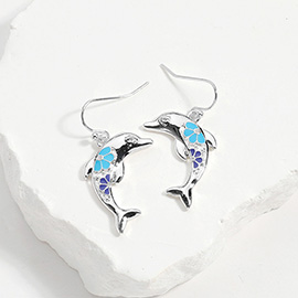 Enamel Dolphin Dangle Earrings