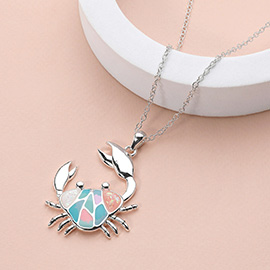 Sea Glass Crab Pendant Necklace