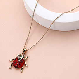 Enamel Lady Bug Pendant Necklace