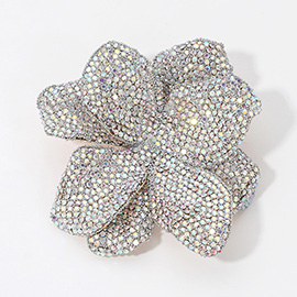 Stone Paved Flower Pin Brooch / Alligator Snap Hair Clip