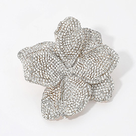 Stone Paved Flower Pin Brooch / Alligator Snap Hair Clip