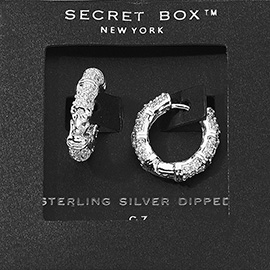 SECRET BOX_Sterling Silver Dipped Textured Mini Huggie Hoop Earrings