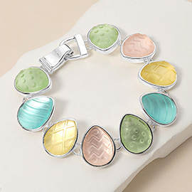 Textured Multi Colored Sea Glass Dome Magnetic Bracelet