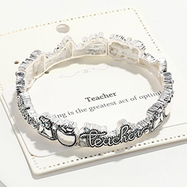 TEACHER Message Antique Metal Stretch Bracelet