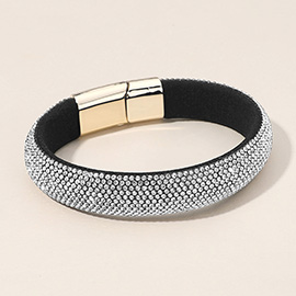 Felt Back Bling Studded Magnetic Bracelet