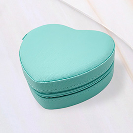 Faux Leather Portable Heart Jewelry Box