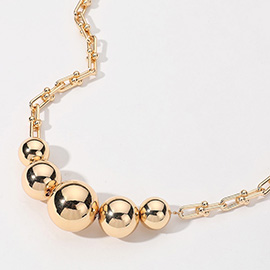 Metal Ball Beaded Hardware Chain Necklace