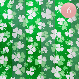 6PCS - Silk Feel Satin St Patricks Clover Pattern Printed Scarf