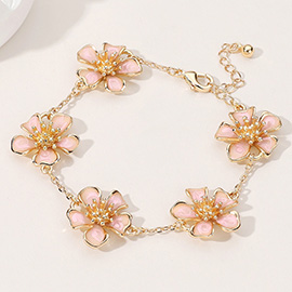 Enamel Flower Link Bracelet