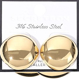 SECRET BOX_Stainless Steel Round Dome Earrings