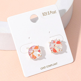 Round Stone Cushioni Stud Earrings