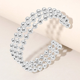 Metal Ball Triple Layered Cuff Bracelet