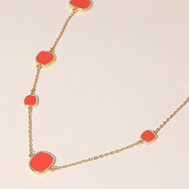 Pebble Link Station Long Necklace