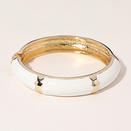 Gold Plated Enamel Hinged Bangle Bracelet