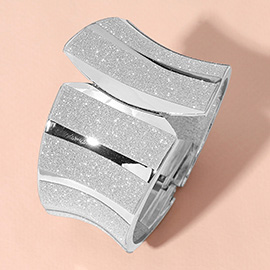 Sparkle Abstract Wide Hinged Bangle Bracelet