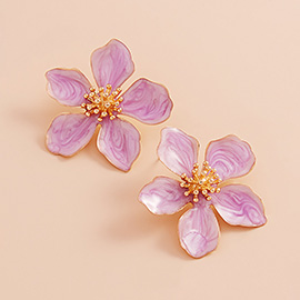 Pearlized Enamel Flower Earrings