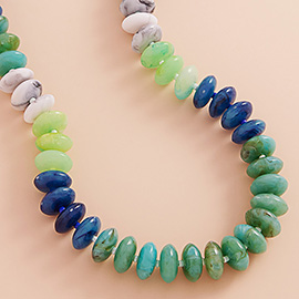 Ombre Resin Oval Disk Beaded Necklace