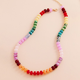 Ombre Flat Round Shaped Beaded Necklace