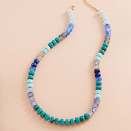 Ombre Flat Round Shaped Beaded Necklace