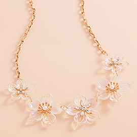 Mixed Acrylic Flower Link Necklace