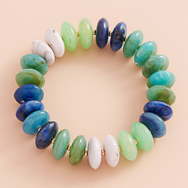 Ombre Resin Oval Disk Beaded Stretch Bracelet