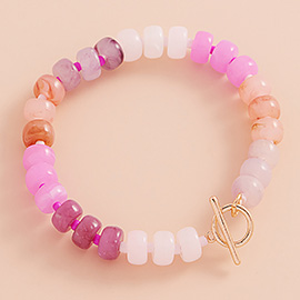 Ombre Flat Round Shaped Beads Stretch Bracelet