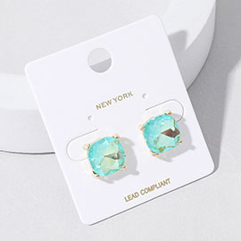 Cushion Square Stone Stud Evening Earrings