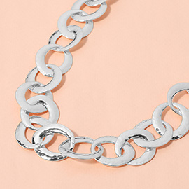 SECRET BOX_Hammered Metal O Ring Link Necklace