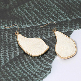 Faux Leather Metal Teardrop Dangle Earrings