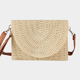 Woven Pattern Straw Clutch / Crossbody Bag