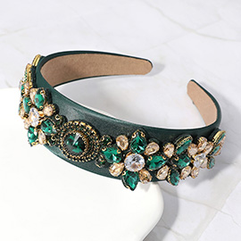 Flower Stone Cluster Embellished Satin Feel Headband