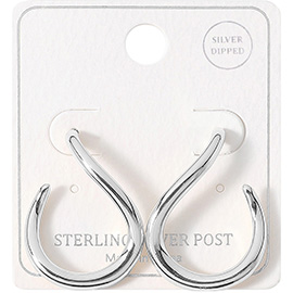 Silver Dipped Sterling Silver Post Open Teardrop Earrings