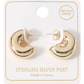 18K Gold Dipped Sterling Silver Post Mini Chunky Hoop Earrings