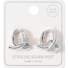 Silver Dipped Abstract Knot Earrings