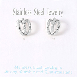 Stainless Steel Textured Split Mini Hoop Earrings