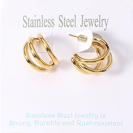 Stainless Steel Split Mini Hoop Earrings