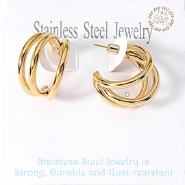 18K Gold Dipped Stainless Steel Split Hoop Earrings