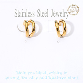 18K Gold Dipped Stainless Steel Split Mini Hoop Earrings