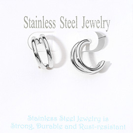 Stainless Steel Split Hoop Earrings