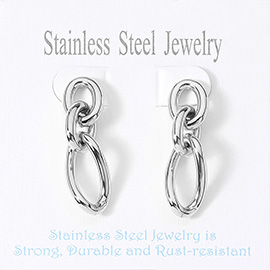 Stainless Steel Abstract Chain Link Earrings