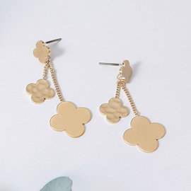 Double Metal Quatrefoil Dropdown Earrings