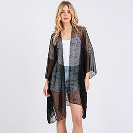 Sequin Embellished Mesh Cover Up Poncho