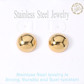 18K Gold Dipped Stainless Steel Dome Stud Earrings