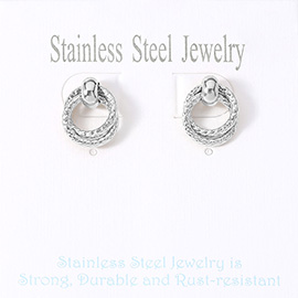 Stainless Steel Mini Doorknocker Stud Earrings