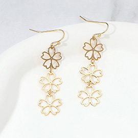 Metal Cutout Flower Link Dropdown Dangle Earrings