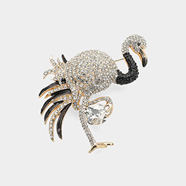 Stone Paved Flamingo Pin Brooch