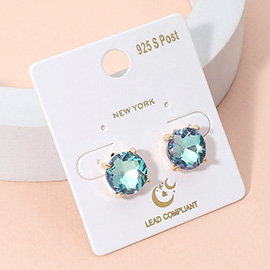 Round Stone Cushioni Stud Earrings